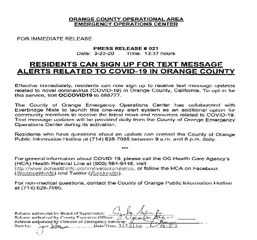 EOC Press Release 21 - Text OCCOVID19