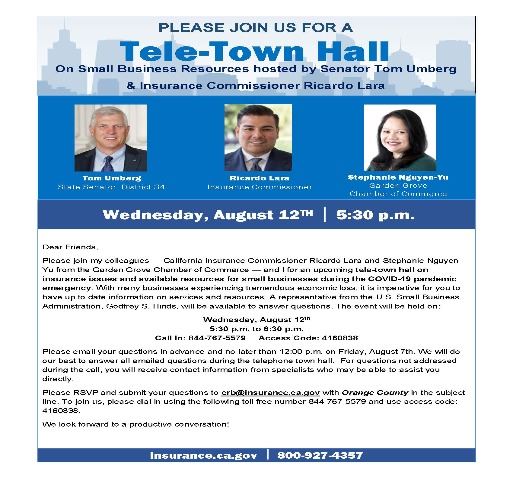 State Senator TeleTown Hall 8-12-2020