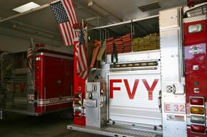 Picture of fire engines from behind