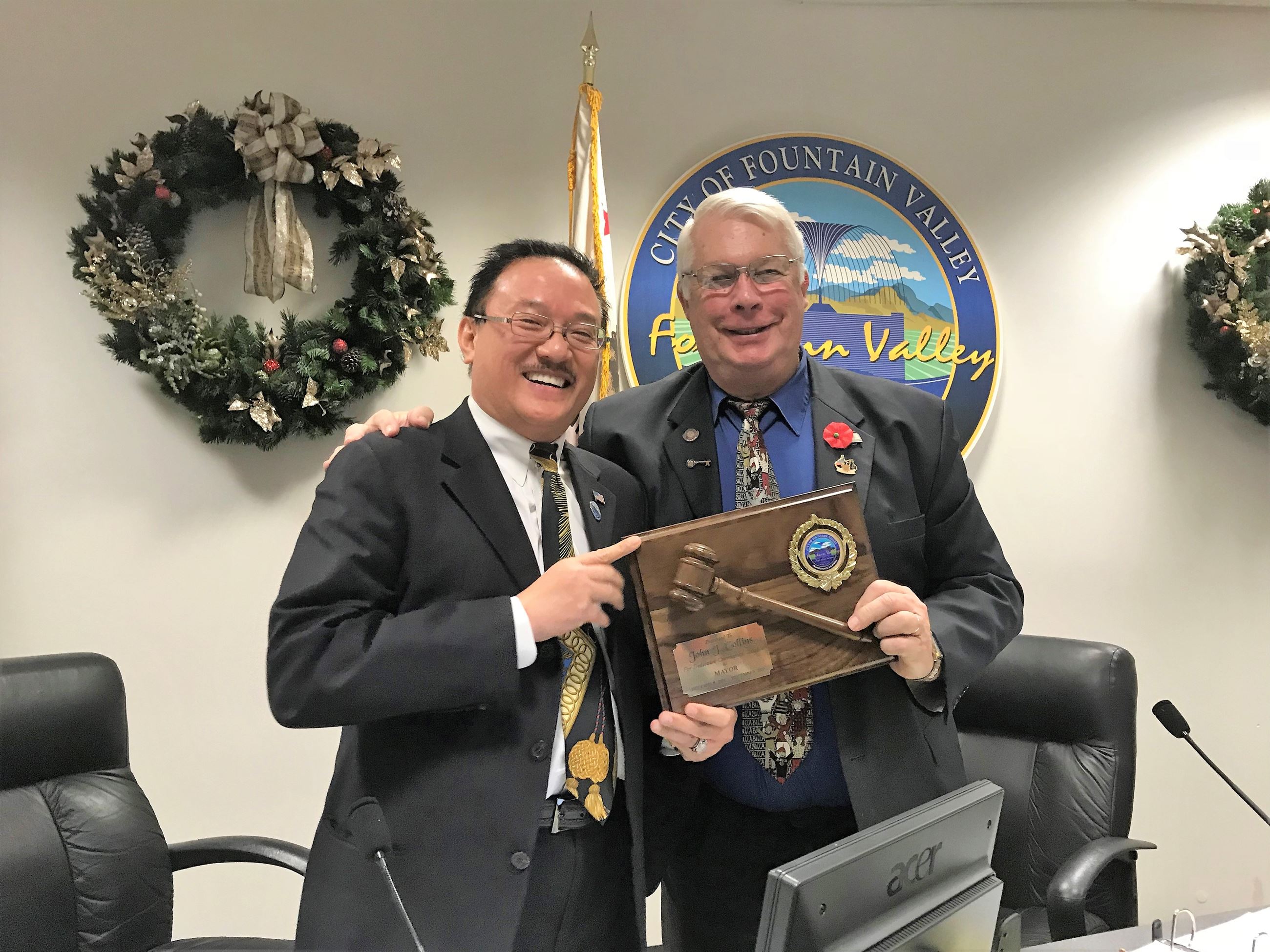 Presentation to Outgoing Mayor Collins by Mayor Pro Tem Michael Vo