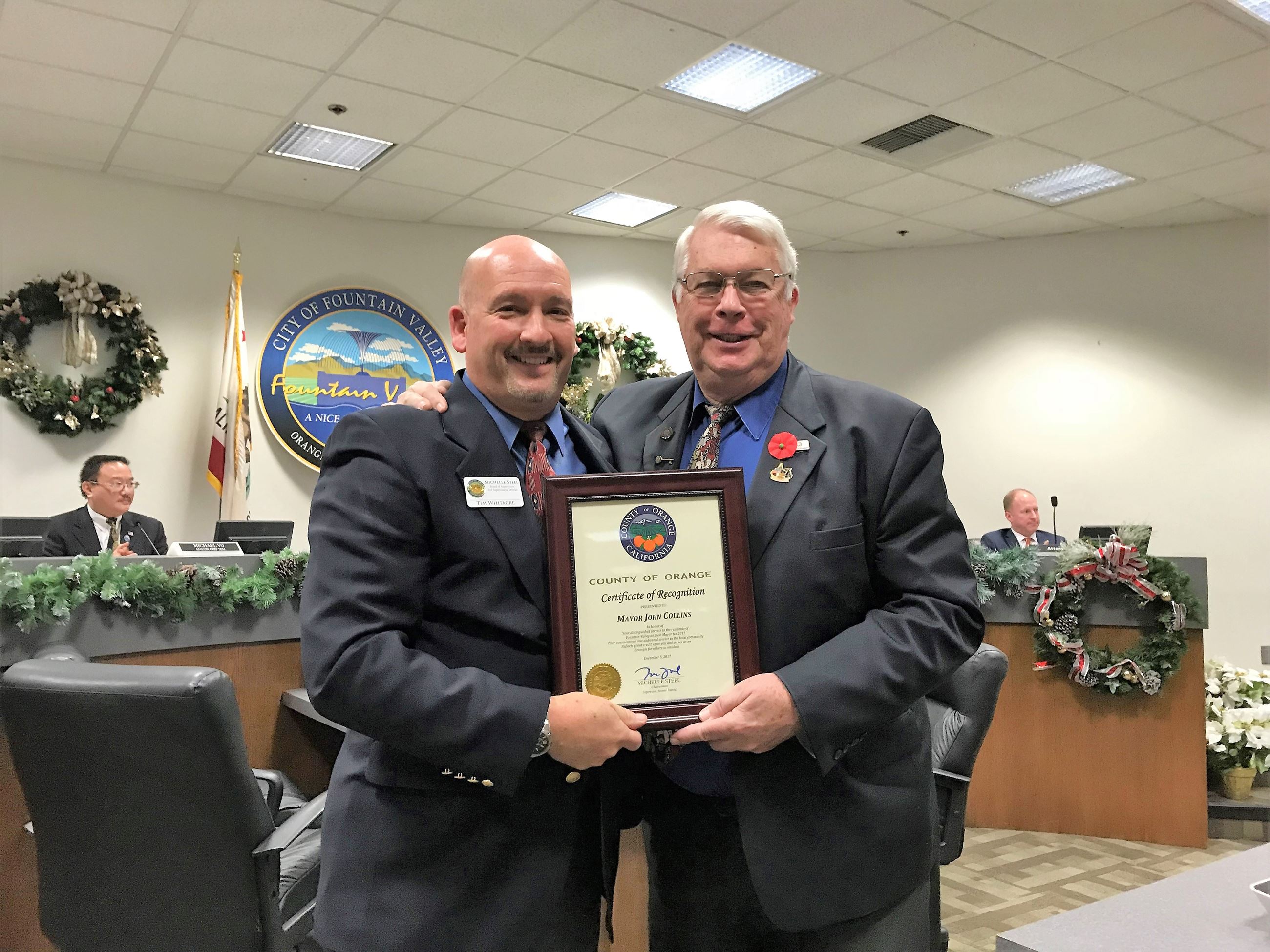 Presentation to Outgoing Mayor Collins from the Office of Chairwoman County Supervisor