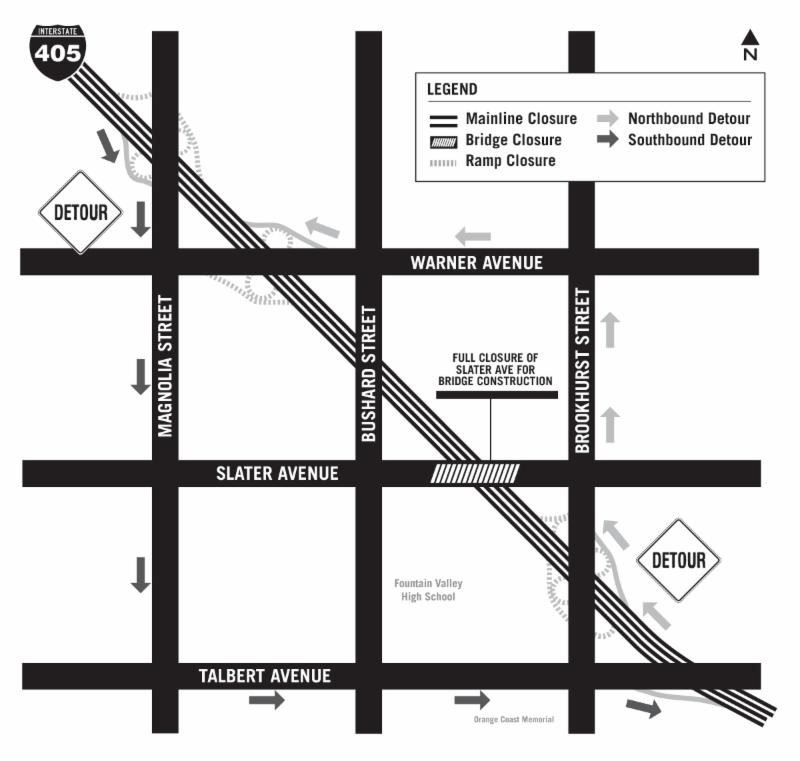 I-405 Slater Bridge Closure Map