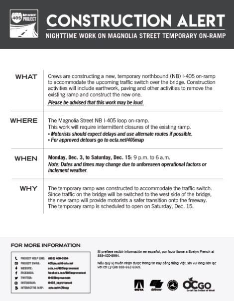 Construction Aler-Magnolia Street 12-4-18