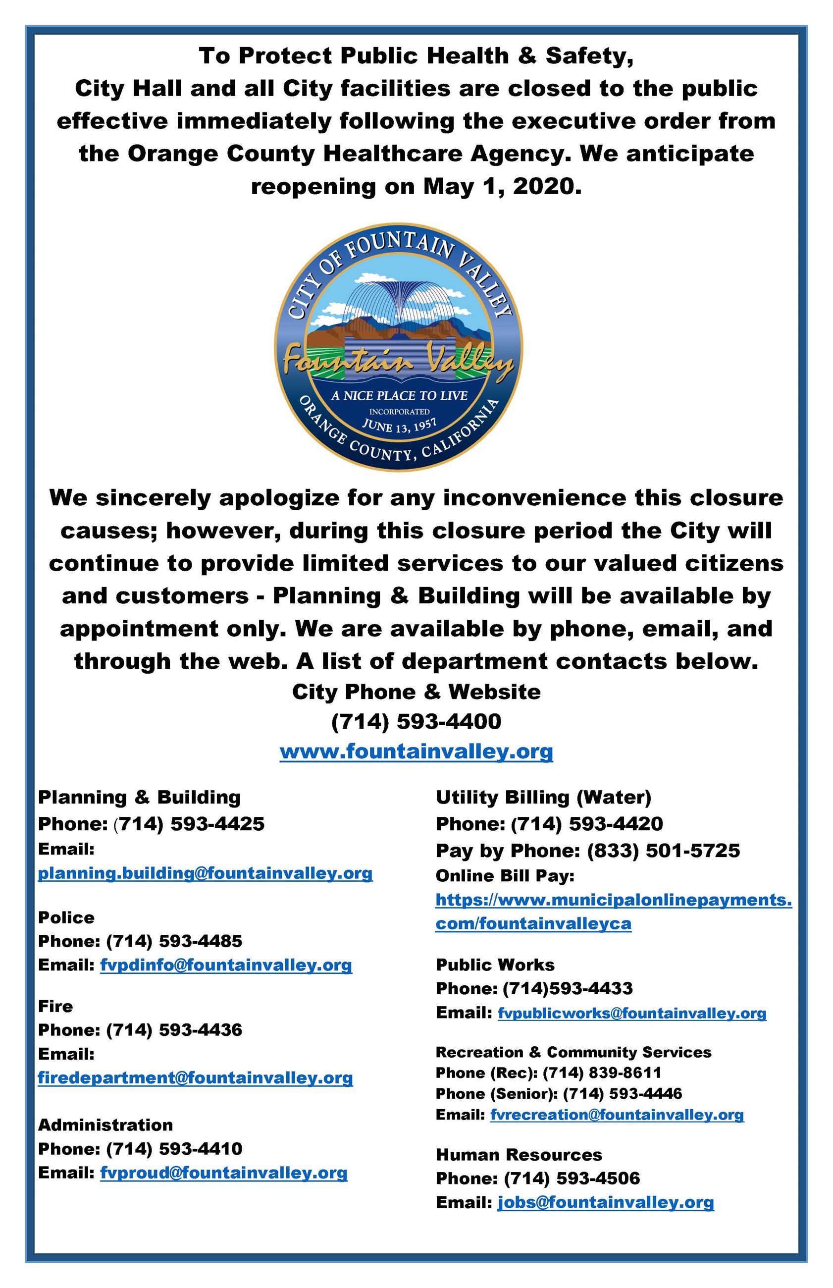 2020 0318 - City Closure Announcement