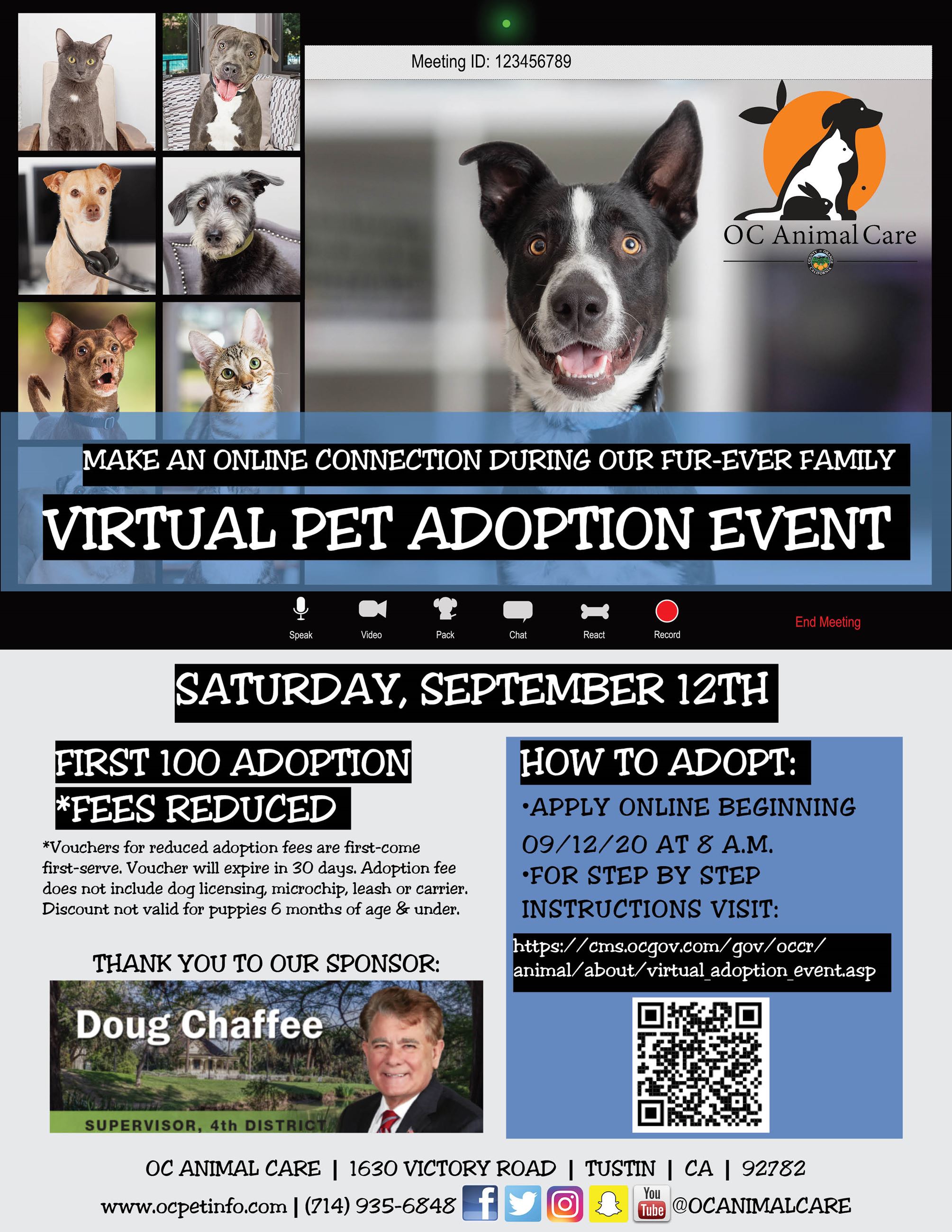 Fur-ever Family Virtual Adoption Event Flyer 9-12-2020
