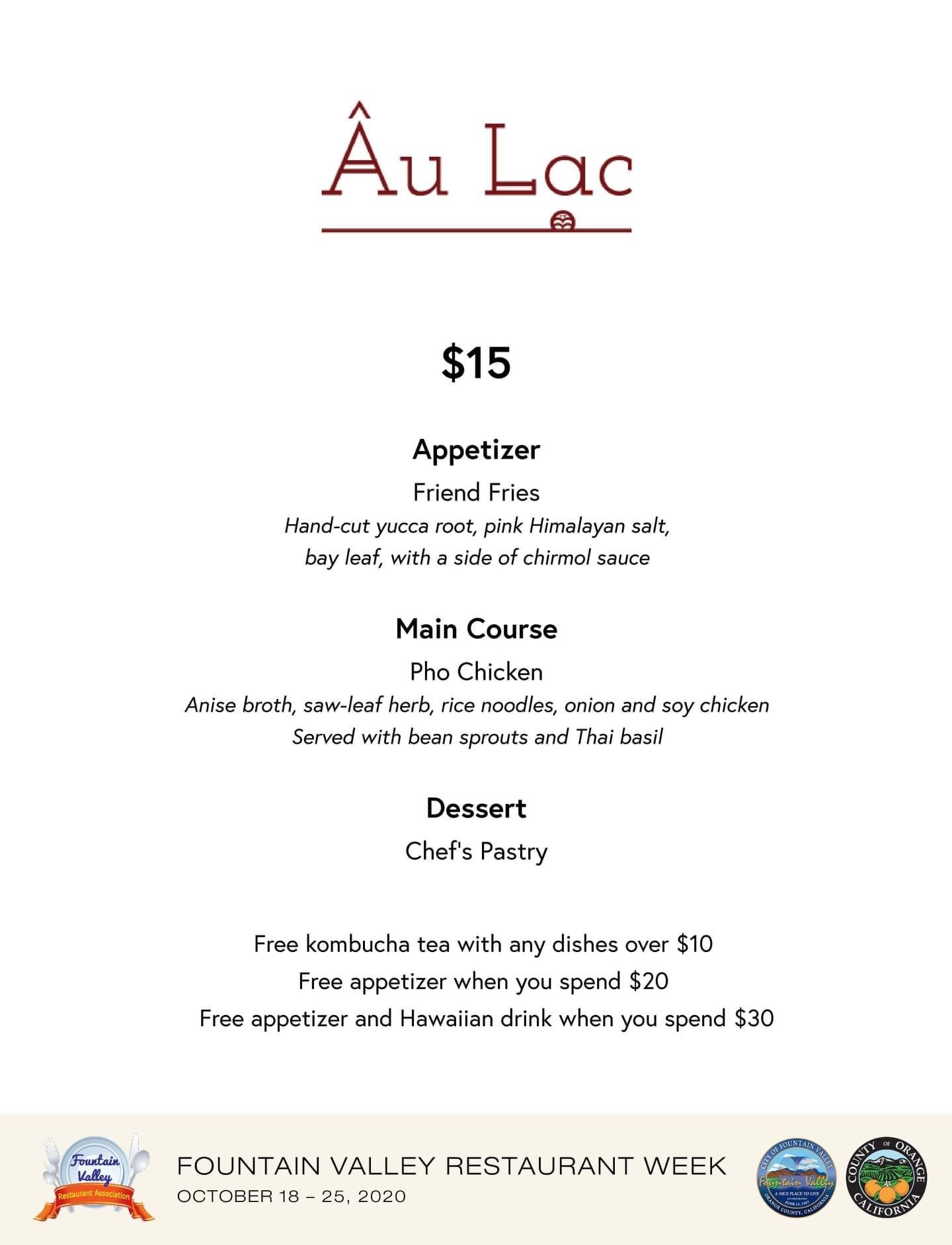 Au Lac menu 10-2020