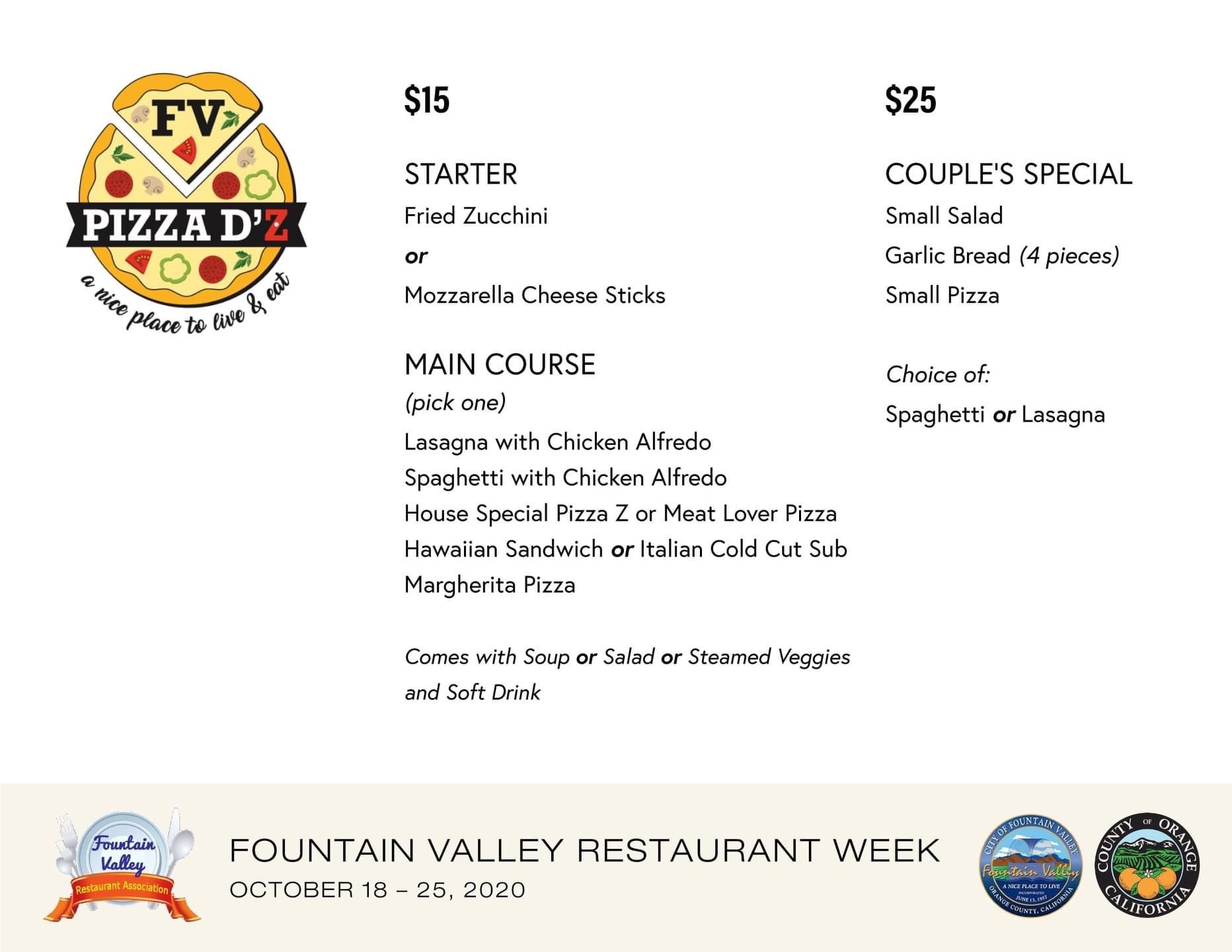 FV Pizza DZ menu