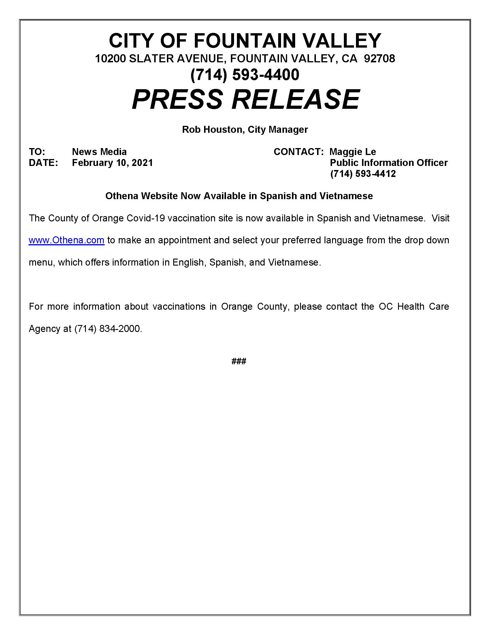 Press Release -Othena Website - Multi-lingual