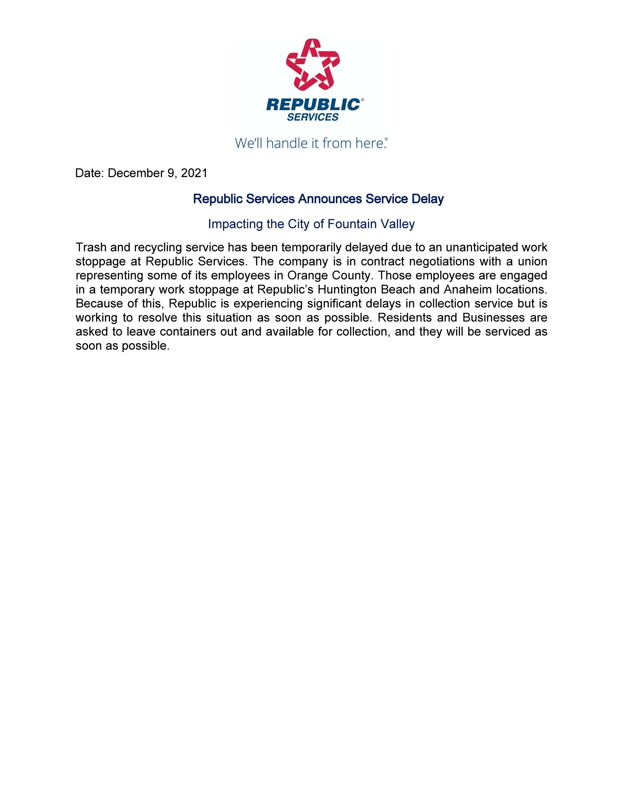 Republic Work Stoppage 12.9.21