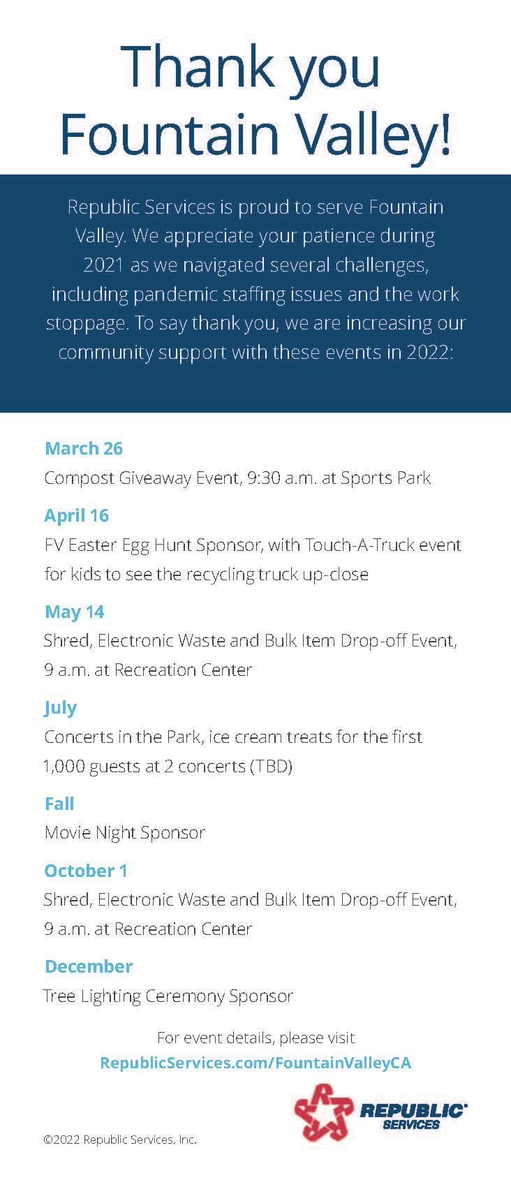 2022 Residential FV Billing Insert - Community Events