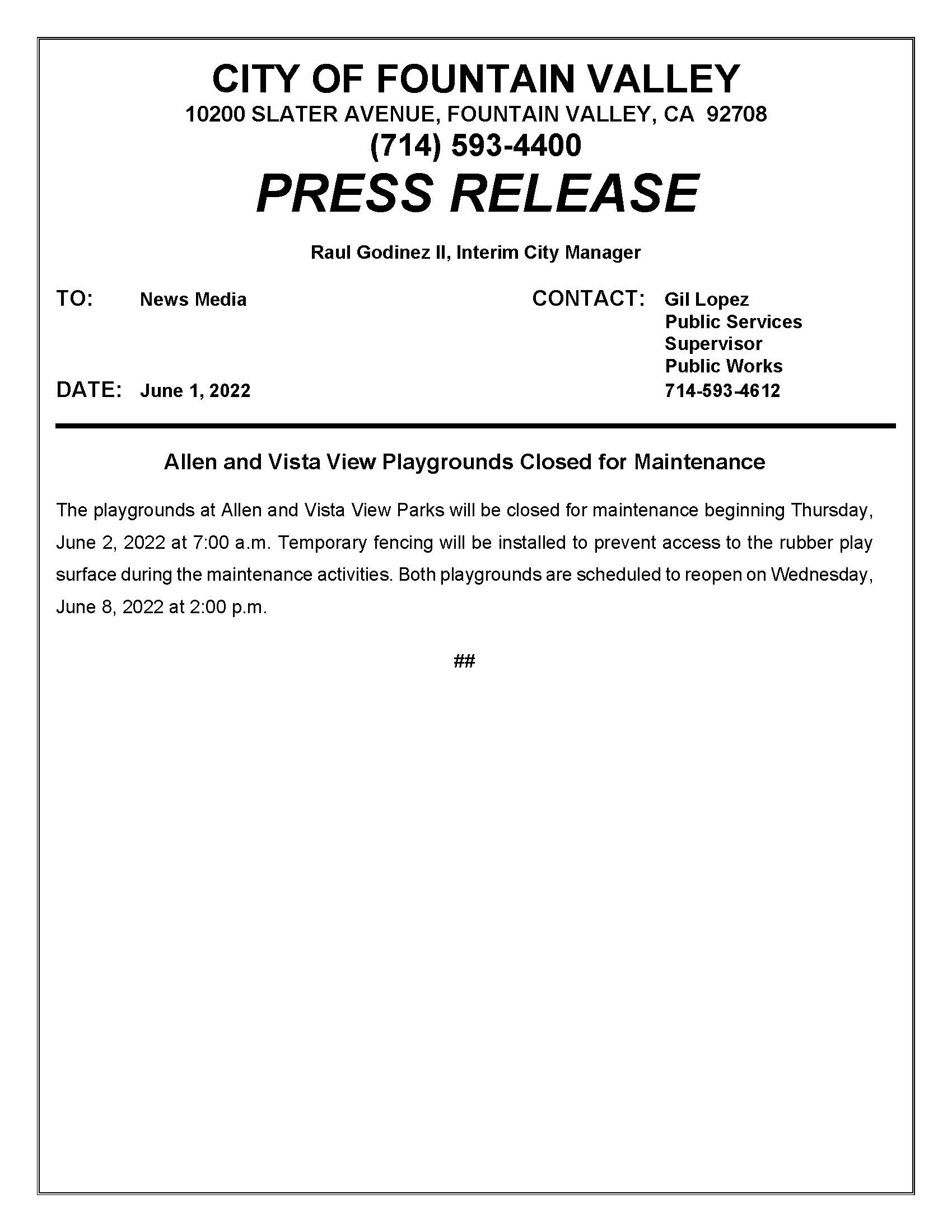 Press Release - Allen Vista View 2022