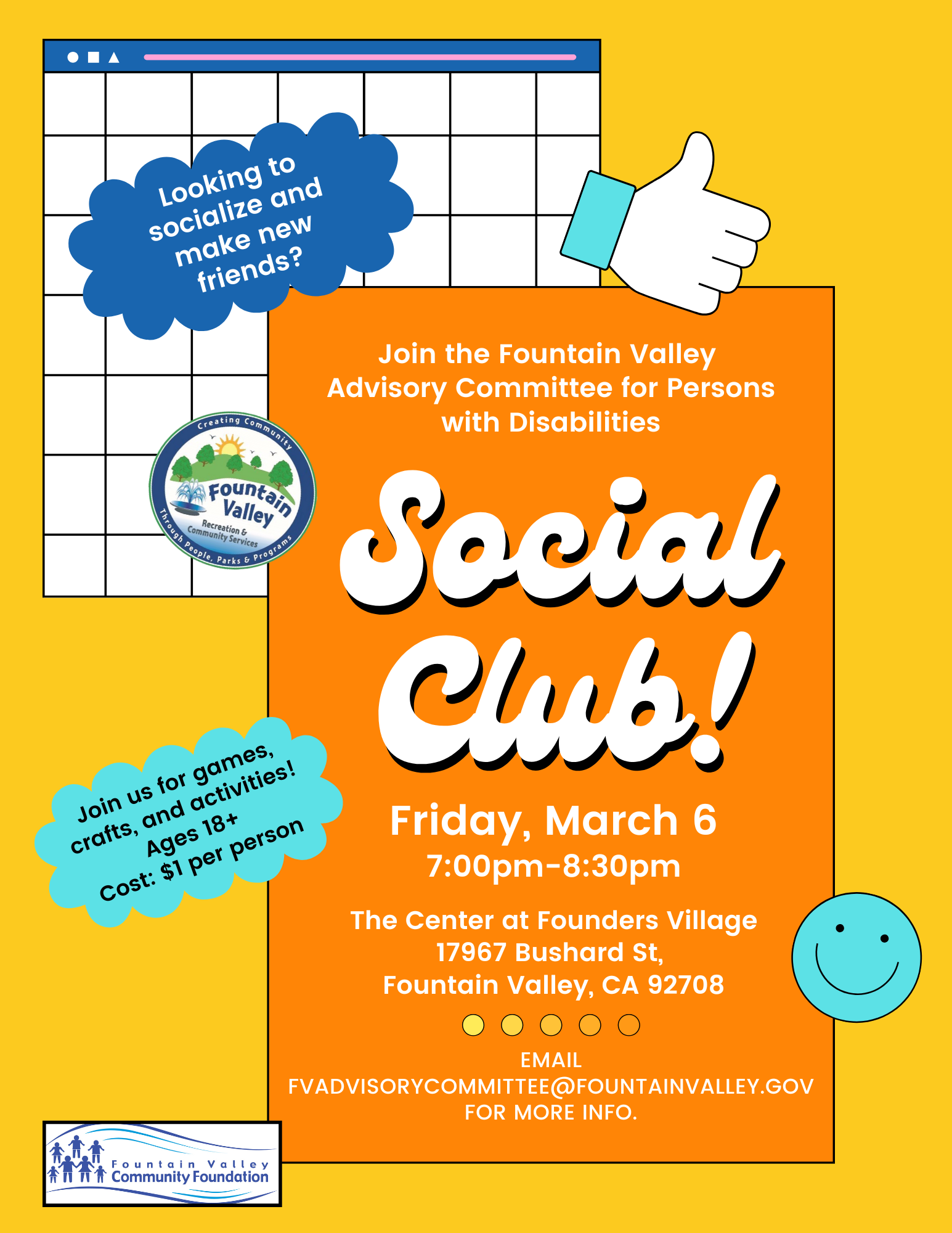 FVACPD Social Club Flyer March 2026