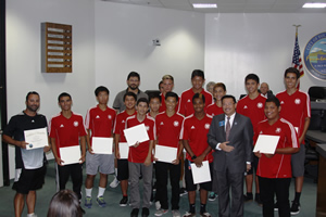 Mayor Vo Honors Boys Soccer Team
