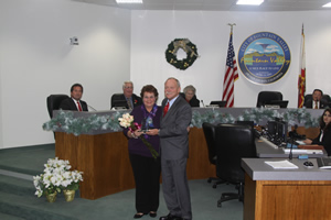 Presenting Mayor's Award to Yolanda Markey